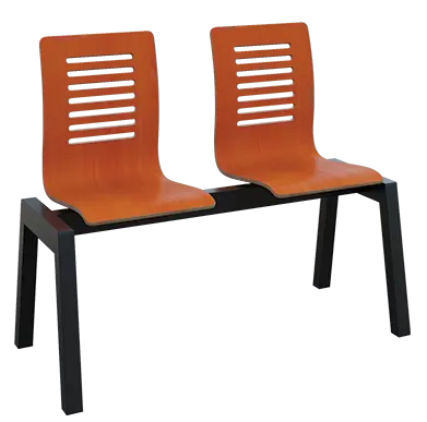 CARMEN 2, dřevěná lavice do čekárny, 2-sedák, třešeň, kostra černá